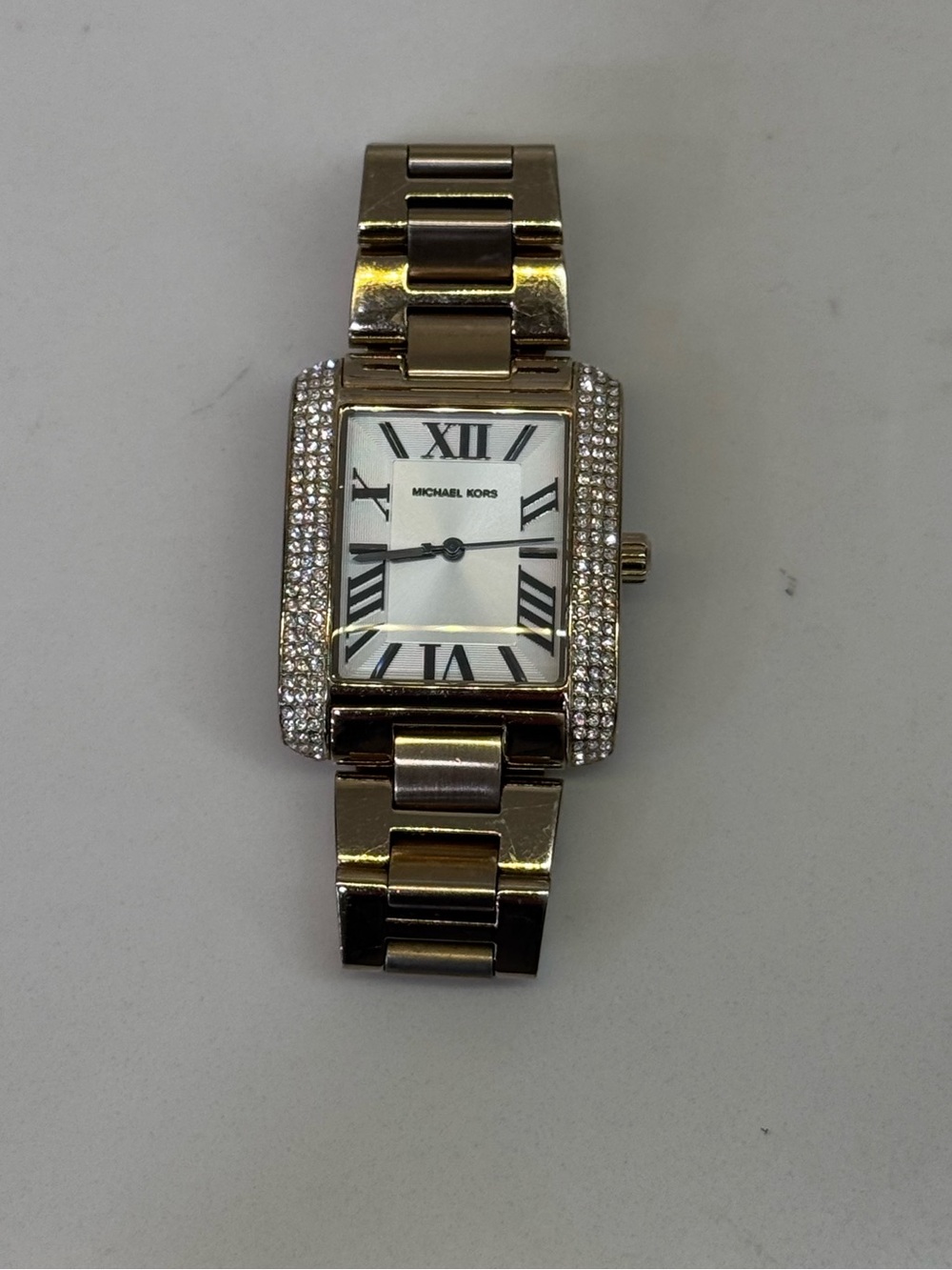 Michael Kors Gold Crystal-Frame Women's Rectangular Watch